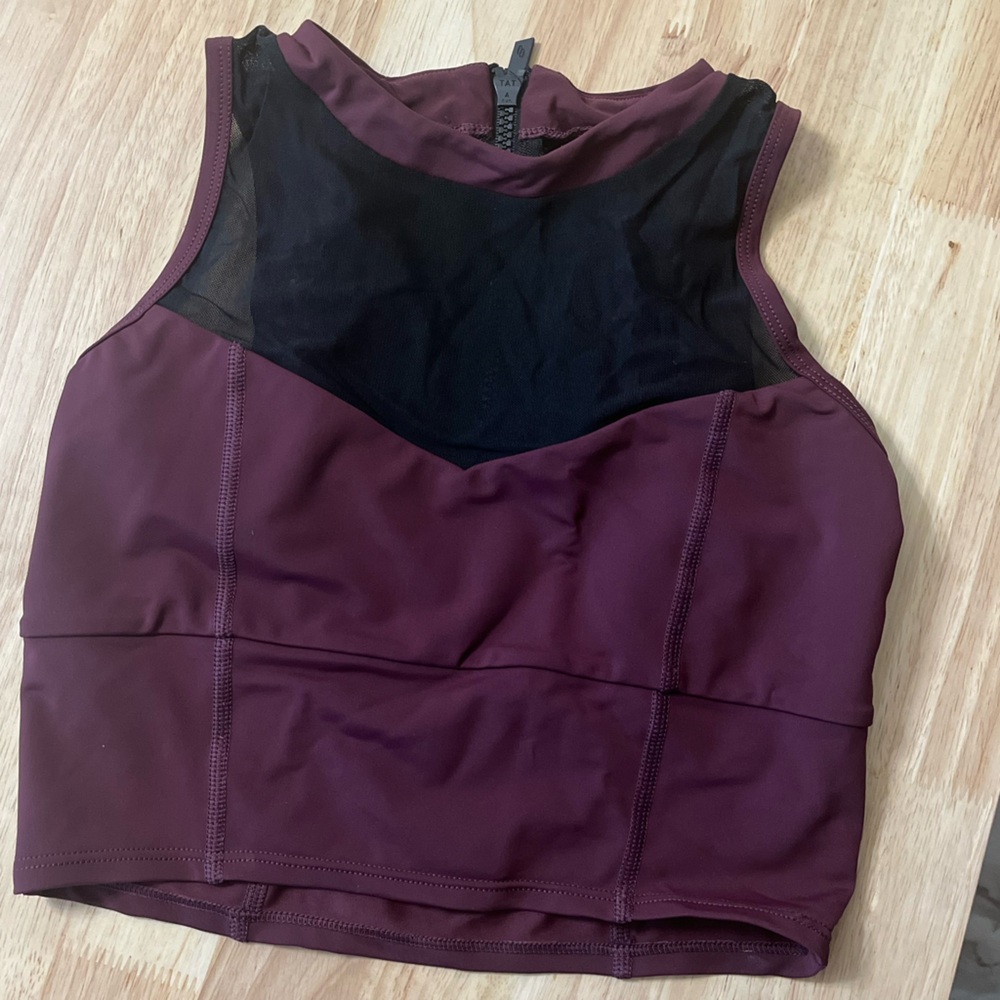 Cushnie et Ochs Kira High Neck Burgundy and Black Tank Top Sz XS